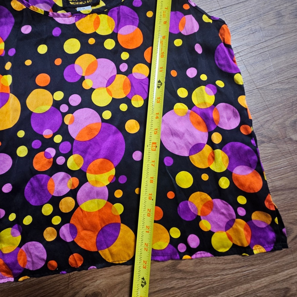 Bob Mackie Wearable Art Silk Tank Top M Bubble Polka Dot Maximalist Retro 90s - Picture 4 of 5